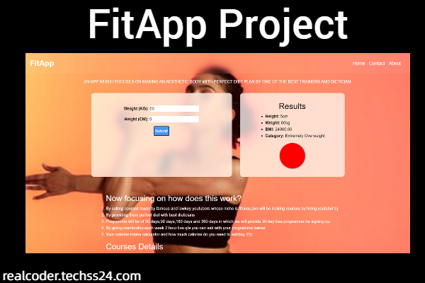 FitApp Project using Html, CSS, JavaScript