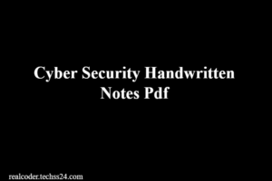 Cyber Security Handwritten Notes Pdf