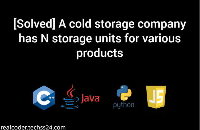 [Solved] A cold storage company has N storage units for various products